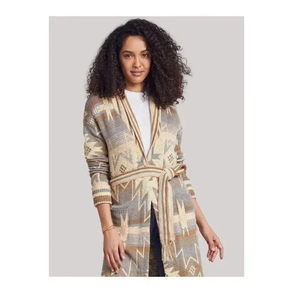 NWT Faherty Paloma Duster Cardigan in Beach Morning Star Belted Long Sweater S - Picture 7 of 7